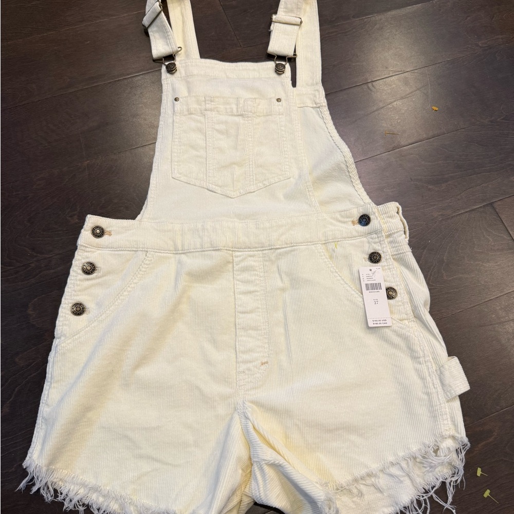 Anthropologie Cream Overall Shorts